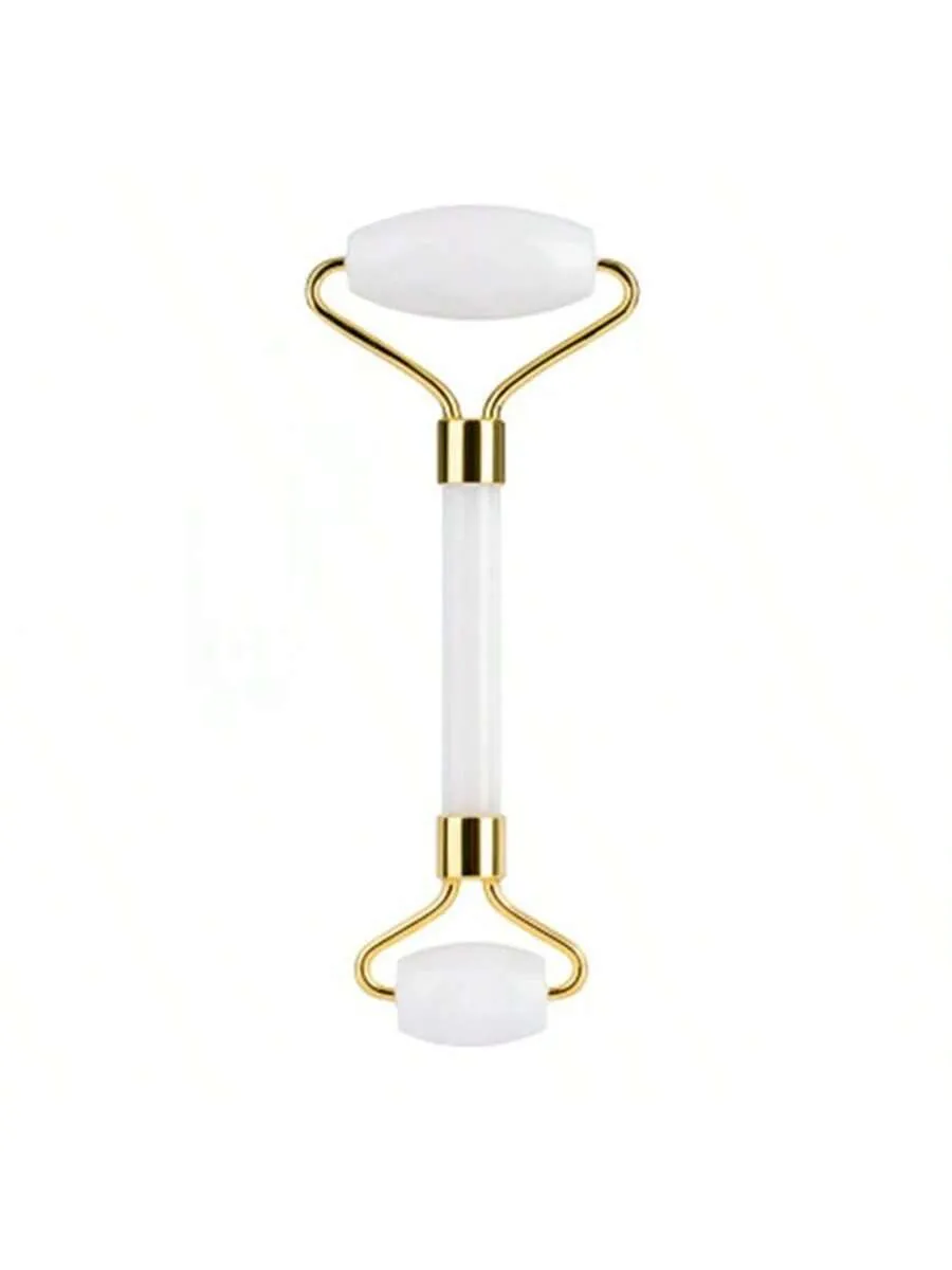 1pc Natural Jade Roller Massager Ball Bearing Types Jade Roller Facial Ridged Roller Skin Massage Roller Face Tool Natural Jade With Slightly Different