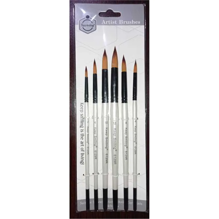 6Pcs Artist Paint Brush Set Nylon Bristles Brushes for  Watercolor Acrylic Oil Painting