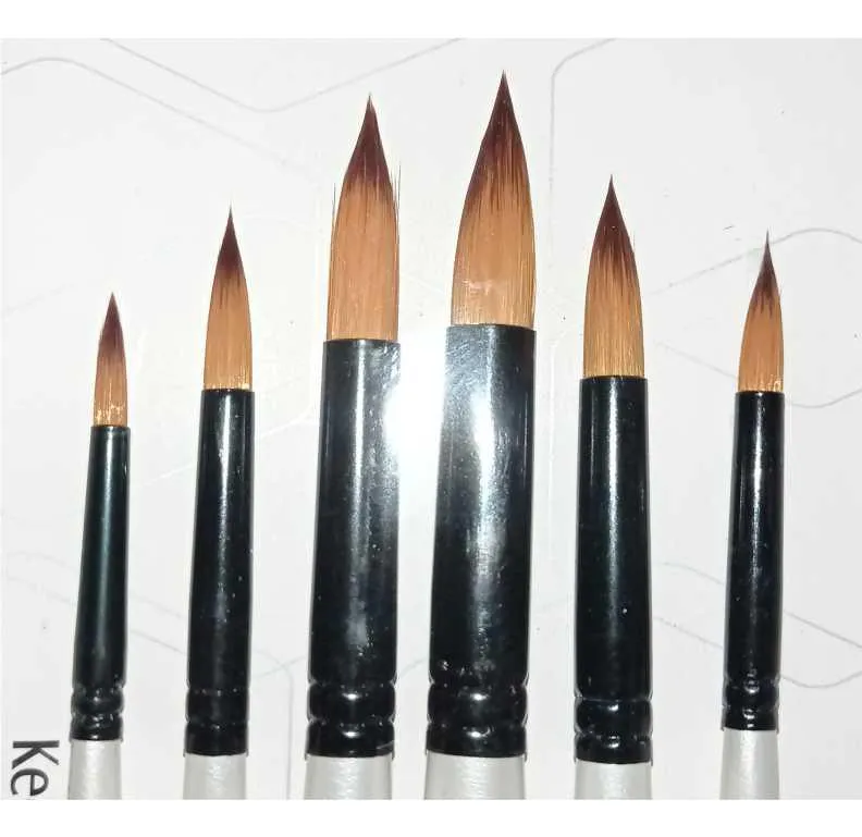 6Pcs Artist Paint Brush Set Nylon Bristles Brushes for  Watercolor Acrylic Oil Painting