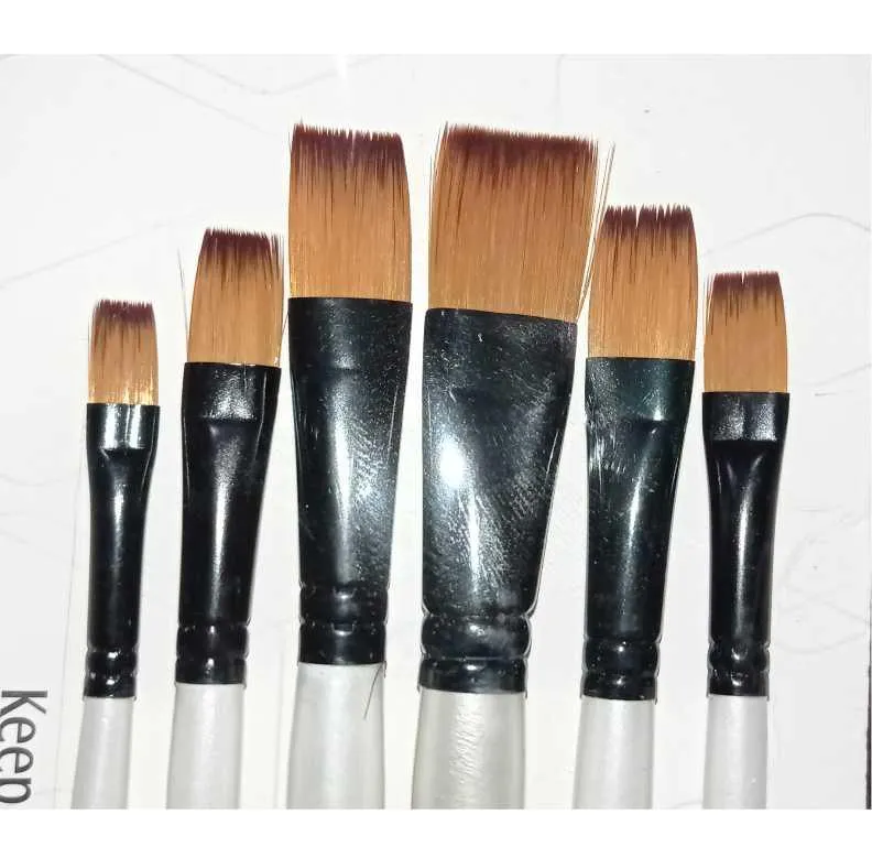 6Pcs Artist Paint Brush Set Nylon Bristles Brushes for  Watercolor Acrylic Oil Painting