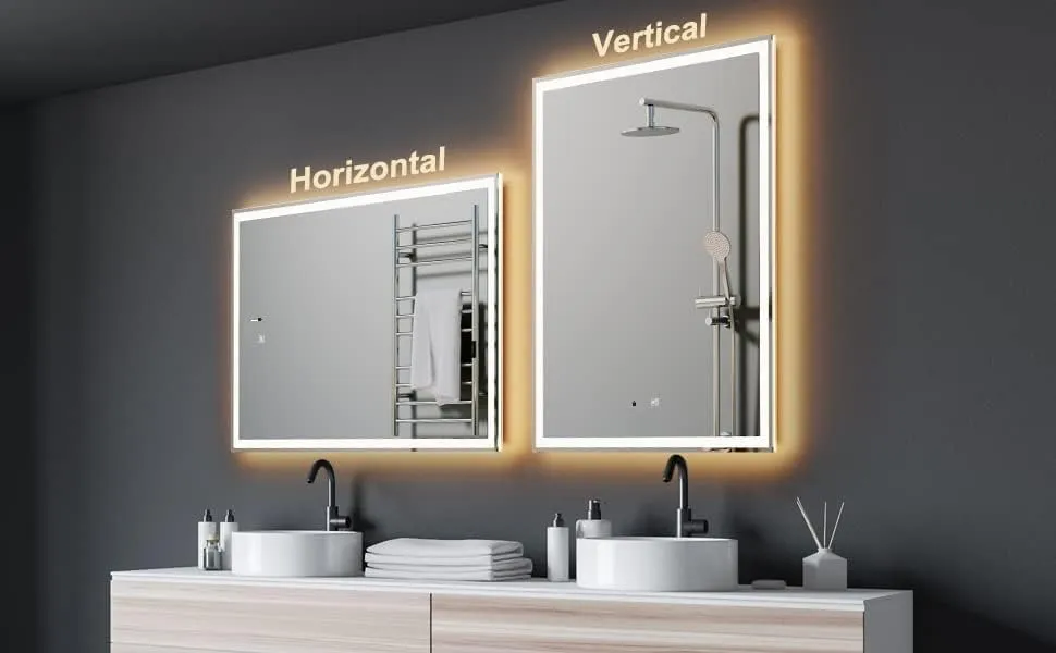 ARC homes Modern Wall Mounted Rectangular Backlit Led Mirror with Touch Sensor | Bathroom Mirror with Led Lights | Long Mirror for Bedroom Washbasin Lighting Mirror (Triple Light, 24 x 30 Inch)