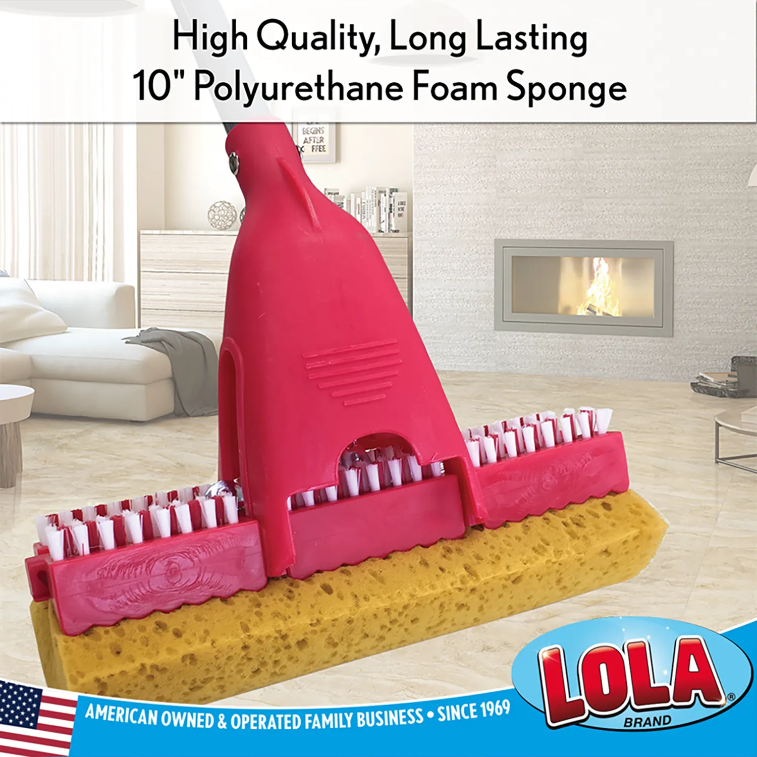 Lola Pro Amazin Sponge & Scrubber Roller Mop, w/ Ergonomic Comfort Rubber Grip