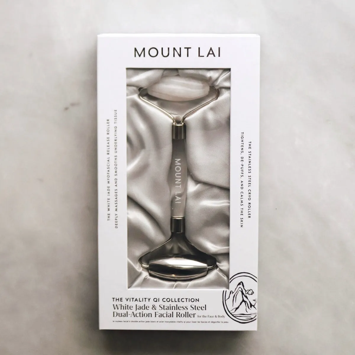 The Vitality Qi White Jade & Stainless Steel Dual Action Facial Roller