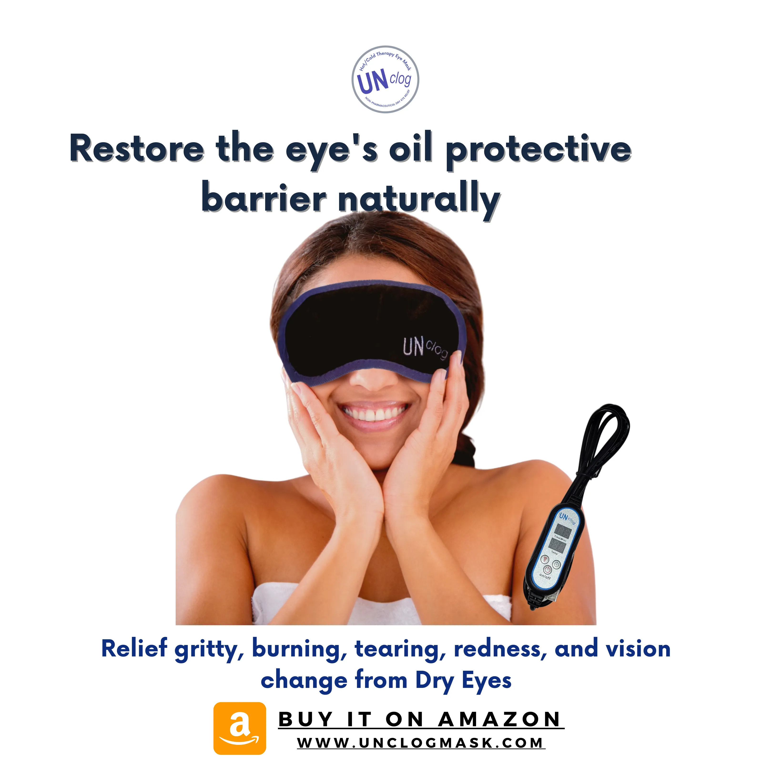 UNclog Heated Eye Mask Improve Eye Health and Comfort I  USB Warm Eye Compress Relief for Dry Eyes, Blepharitis, Eye Strain